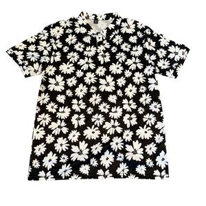 Men's Black and White Floral Casual Shirt